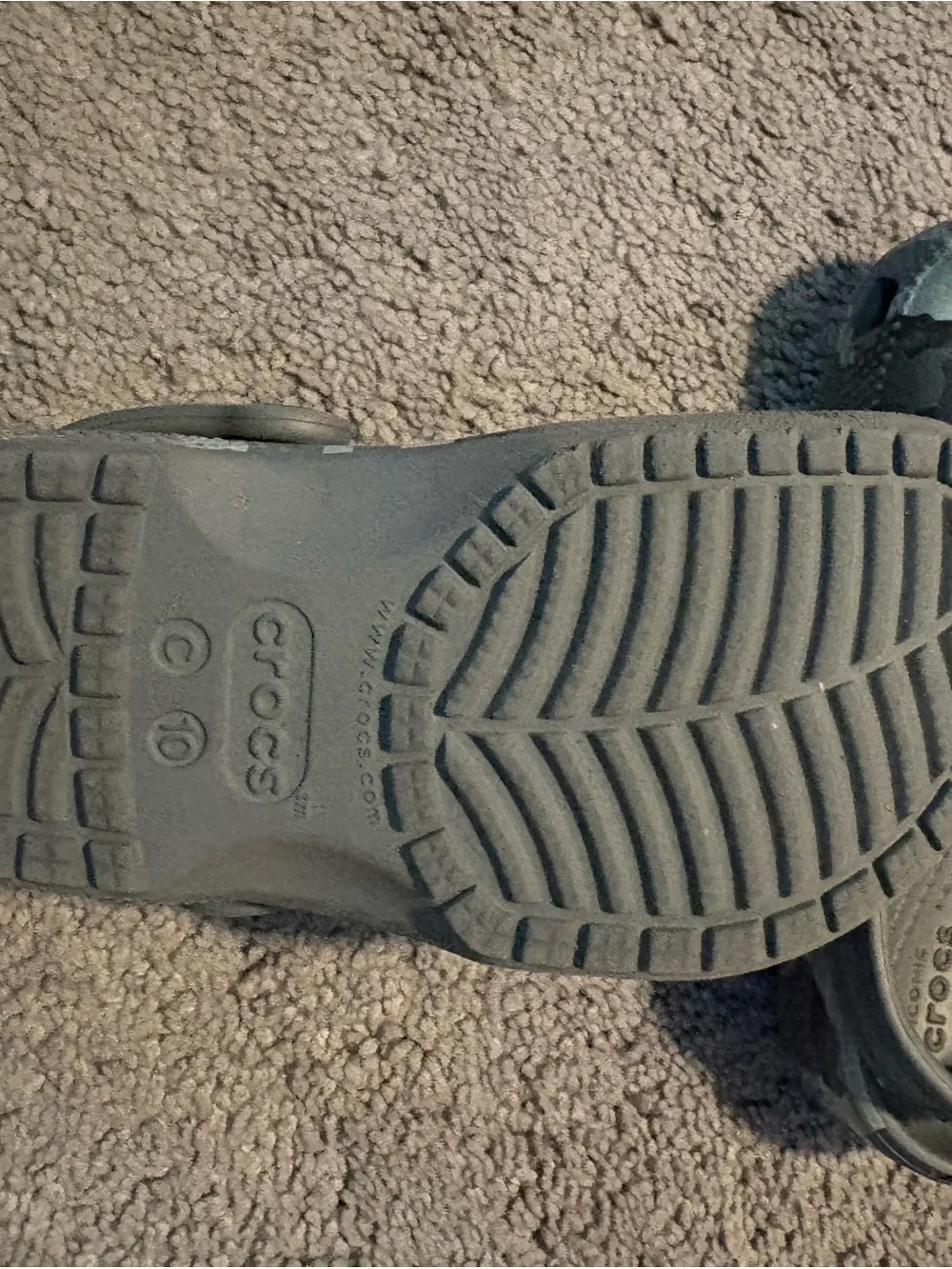 Black and grey camo Crocs 10c